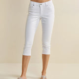 White Regular Fit Denim Capri