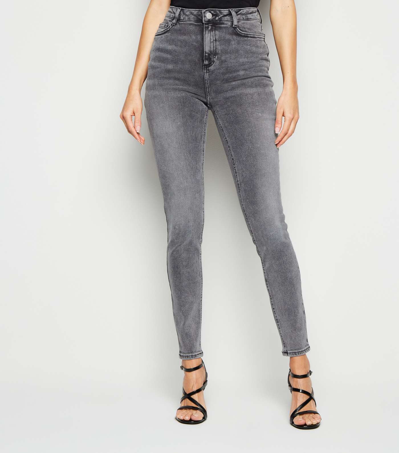 Grey Stonewash Straight Fit Jeans for Women