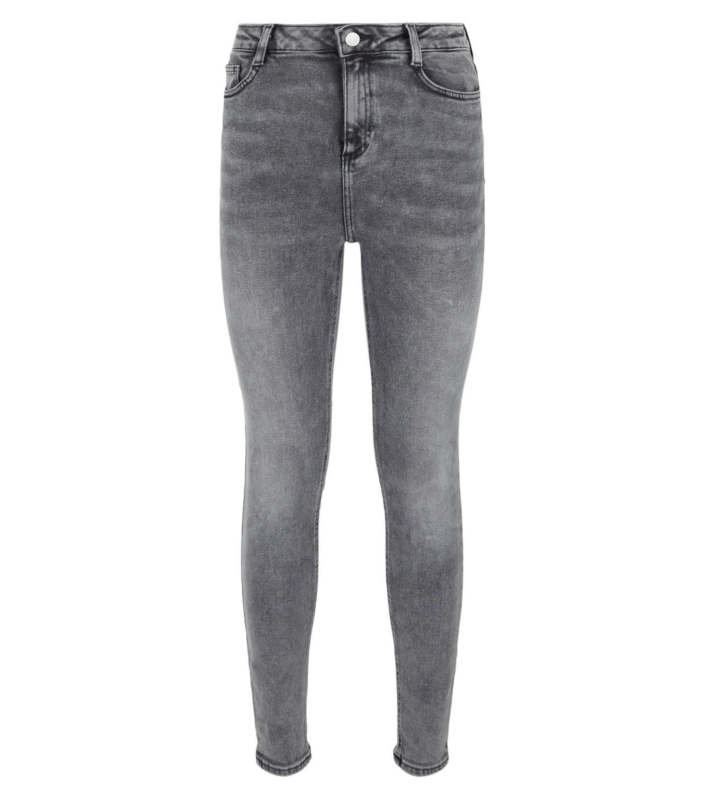 Grey Stonewash Straight Fit Jeans for Women