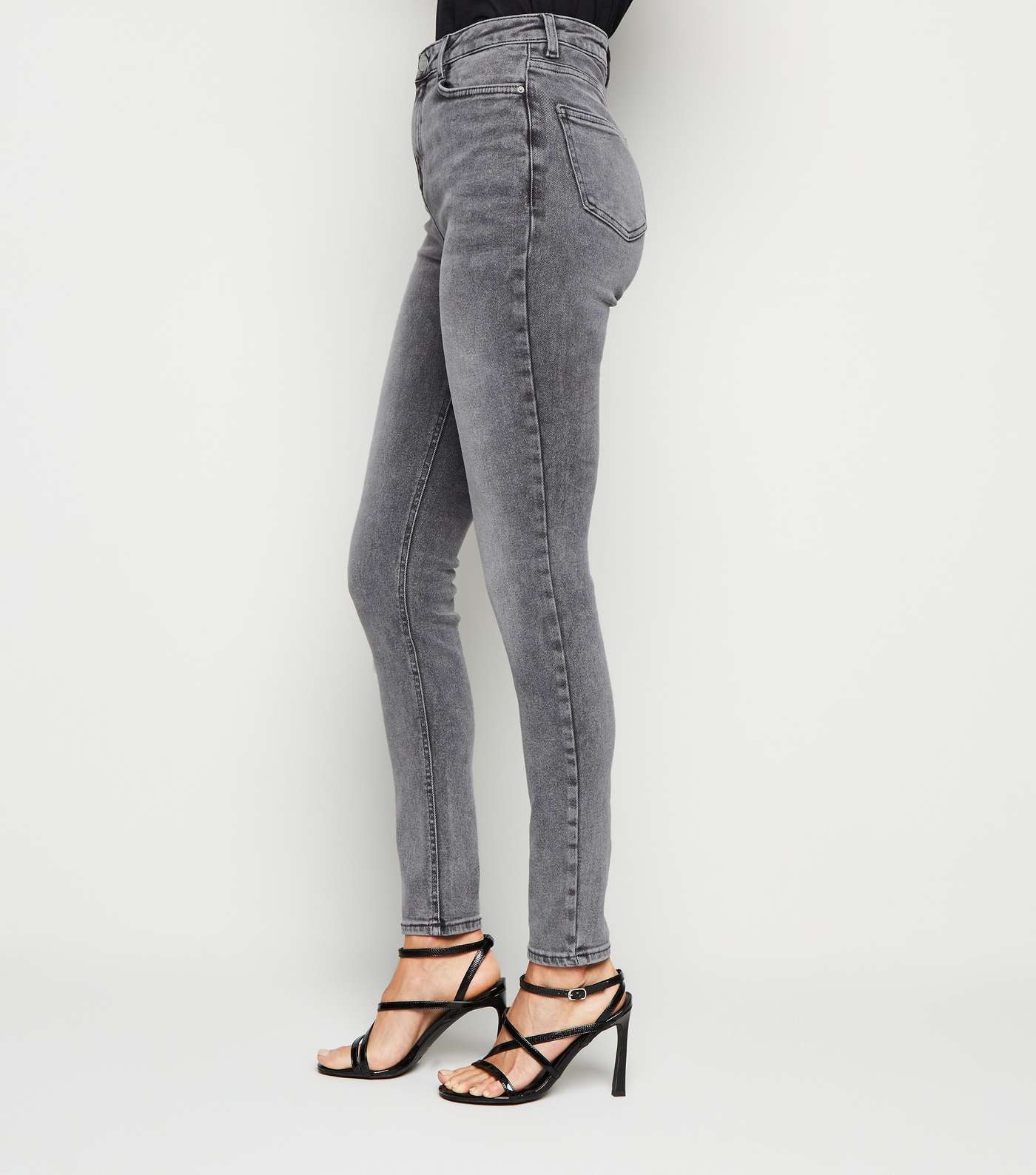 Grey Stonewash Straight Fit Jeans for Women