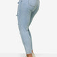 High-Rise Slim Fit Jeans with Print and Fringing