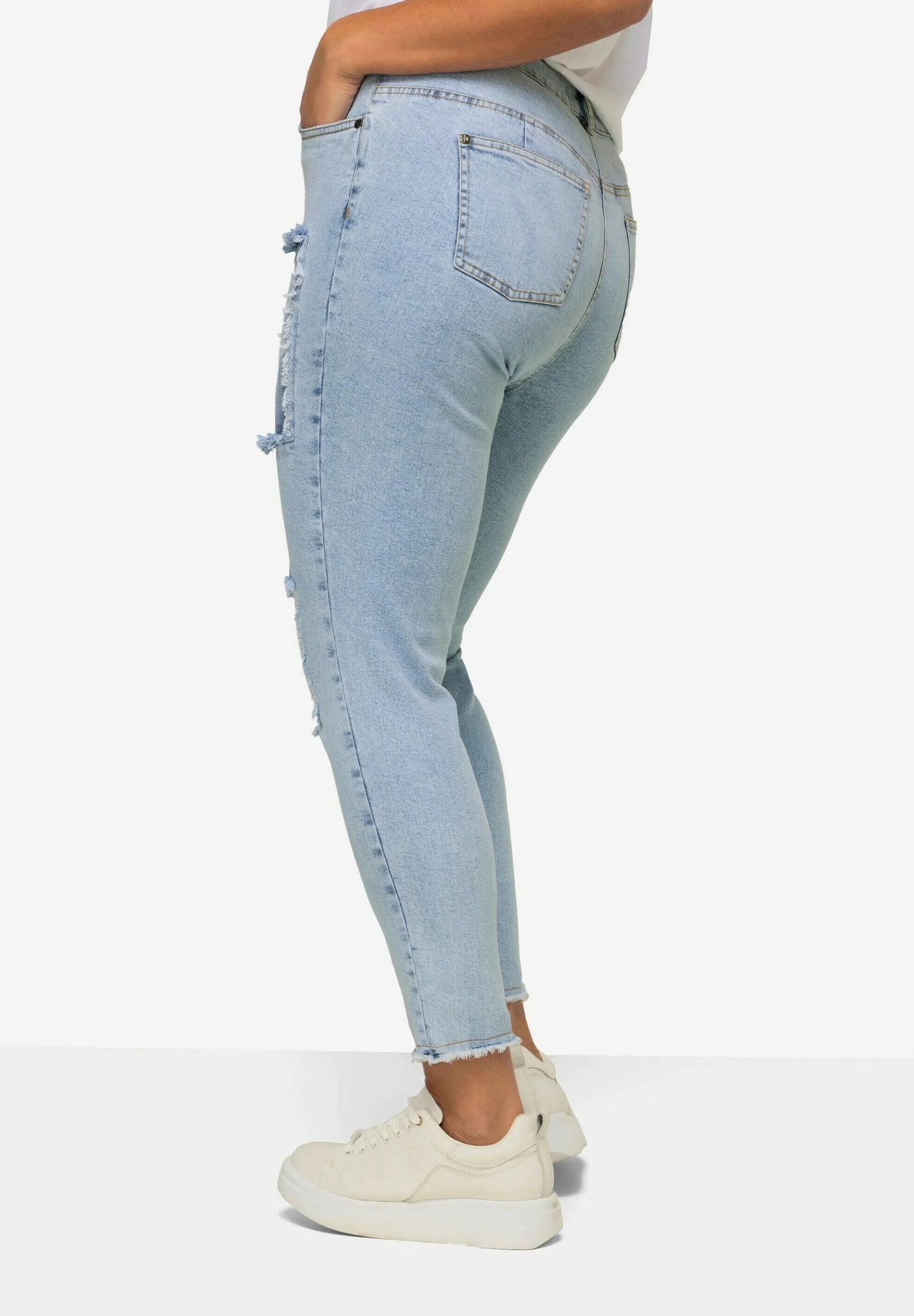 High-Rise Slim Fit Jeans with Print and Fringing