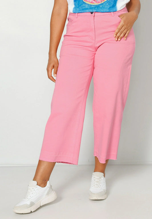 High Rise Stretchable Pink Wide Leg Jeans