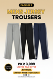 Pack of 3 Men's Jersey Trousers – Grey, Black & Navy Blue straight fit