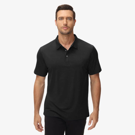 BLACK SHORT SLEEVE POLO, DRY FIT