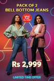 Pack of 2 Bell Bottom Jeans | Women's Flared Denim Combo