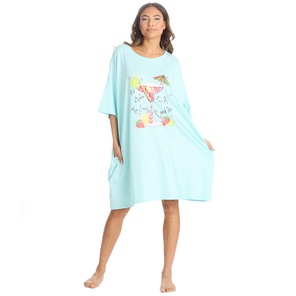 Oversized Graphic Nightdress - Comfortable Women's Loungewear Tee (S-5XL)